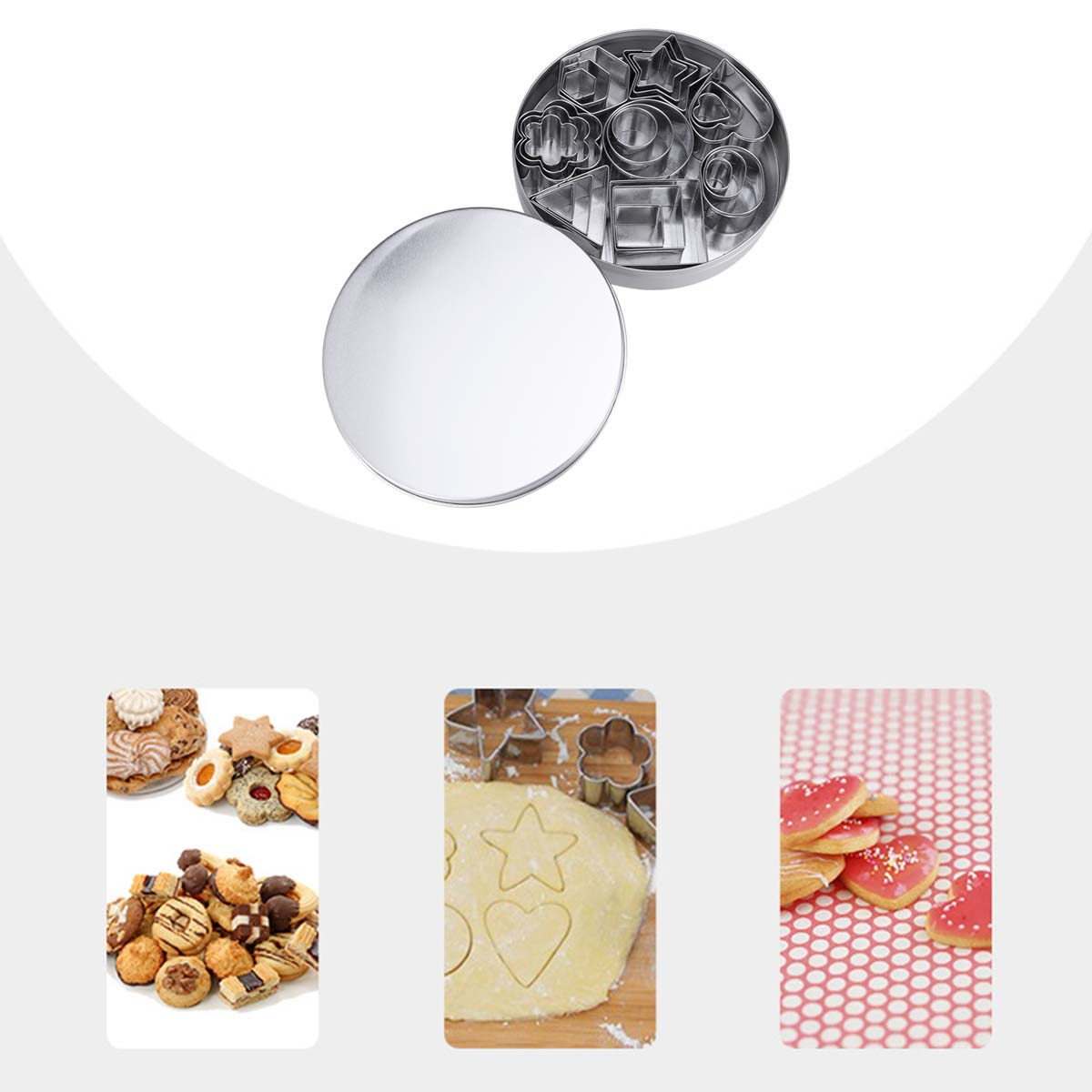 Baking Kitchen Set - Roestvrijstalen koekjesvormpjes set, mini geometrische bakvormen,