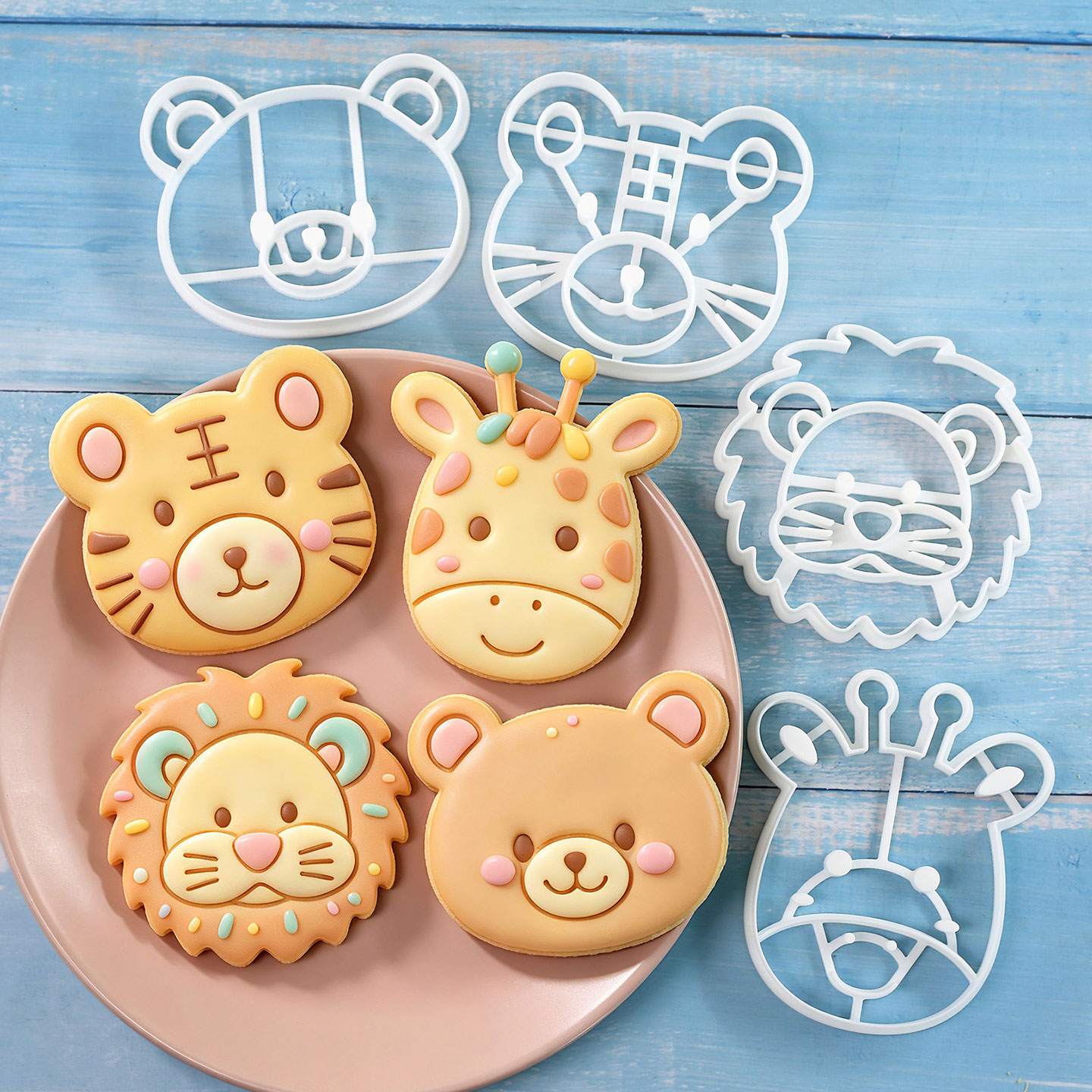 Baking Kitchen Set - 4-delige set dierenkoekjesvormpjes 3D schattige leeuw
