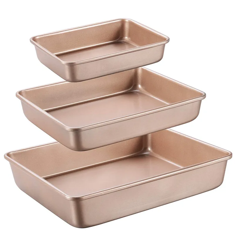 Springform Pan Set - Dikker Koolstofstaal Gouden Bakplaat Anti-aanbak Vierkante