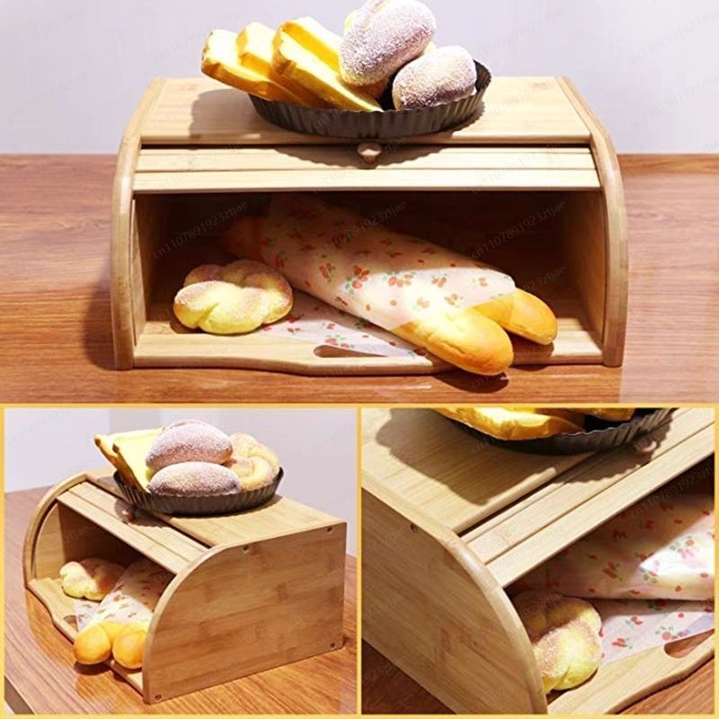 Kitchen Baking Storage Containers - Multifunctionele bamboe brooddoos met deksel, keukenopbergcontainer