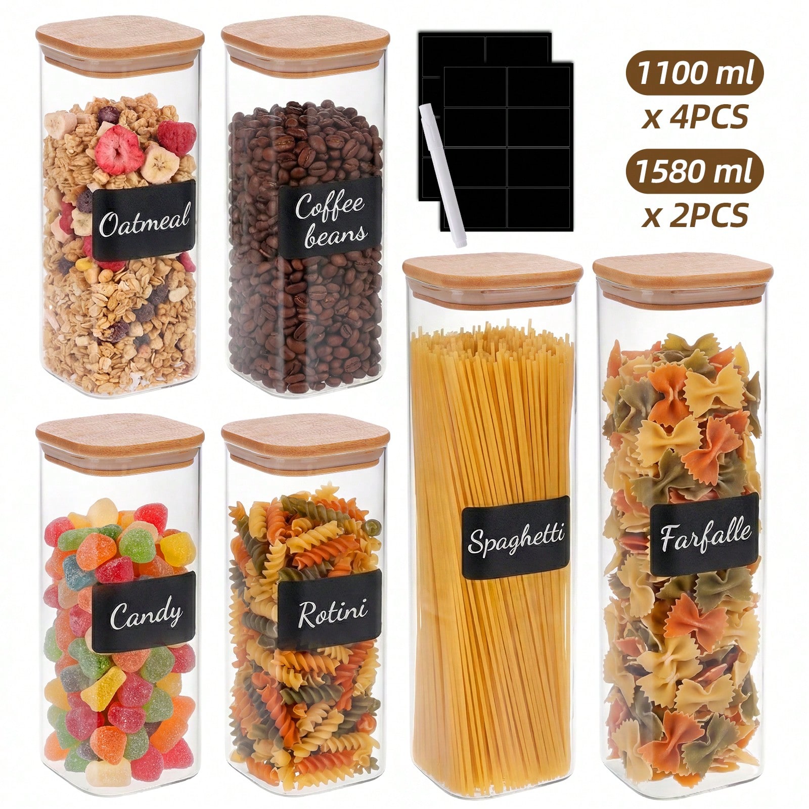 6/12 stuks glazen voedselopsla - Kitchen Baking Storage Containers recensie en prijs